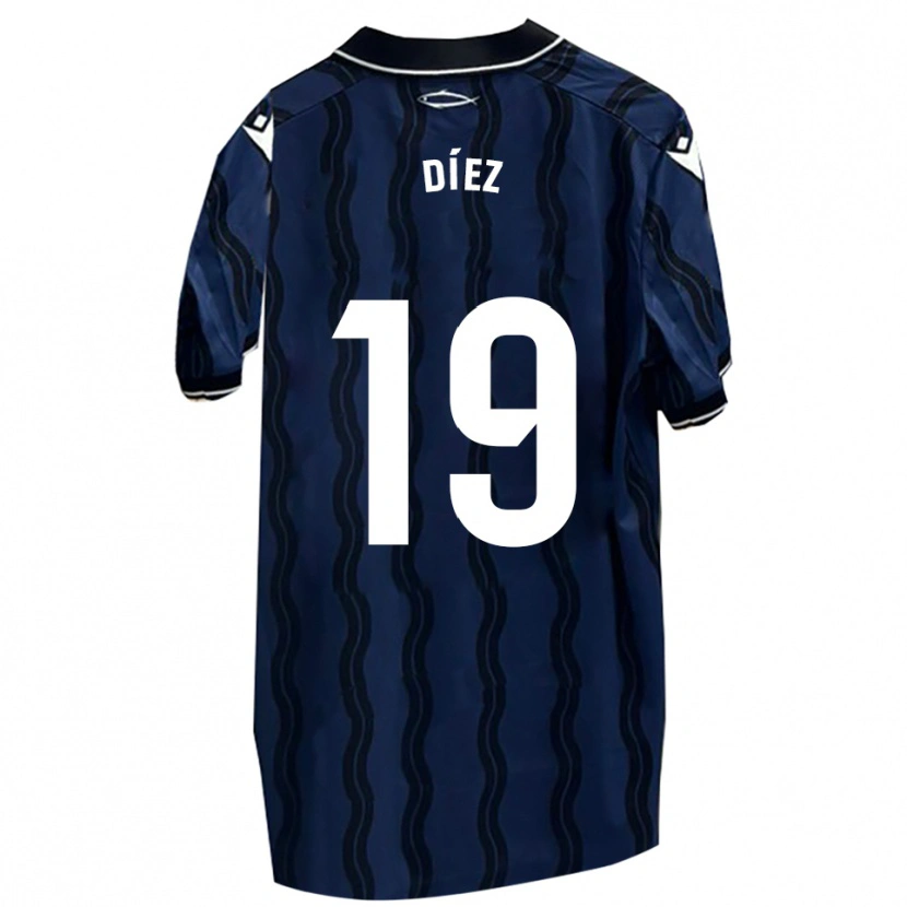 Danxen Hombre Camiseta Rubén Díez #19 Azul Oscuro Negro 2ª Equipación 2025/26 La Camisa México