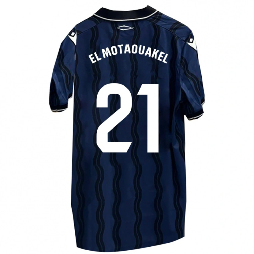 Danxen Hombre Camiseta Hamza El Motaouakel #21 Azul Oscuro Negro 2ª Equipación 2025/26 La Camisa México
