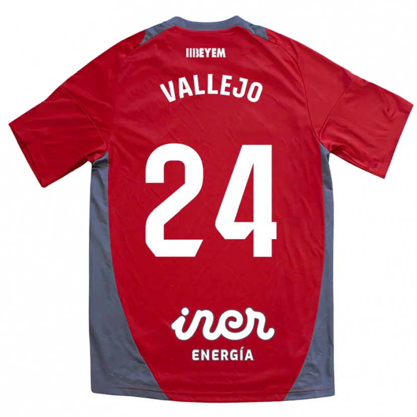 Danxen Hombre Camiseta Jesús Vallejo #24 Rojo Gris 2ª Equipación 2025/26 La Camisa México