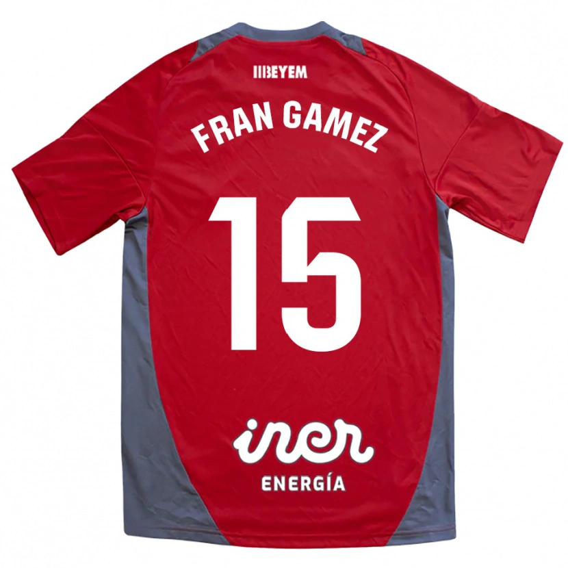 Danxen Hombre Camiseta Fran Gámez #15 Rojo Gris 2ª Equipación 2025/26 La Camisa México