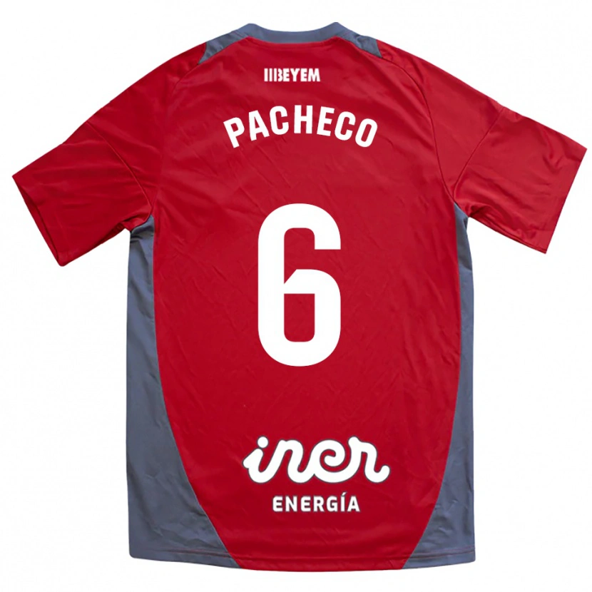 Danxen Hombre Camiseta Antonio Pacheco #6 Rojo Gris 2ª Equipación 2025/26 La Camisa México