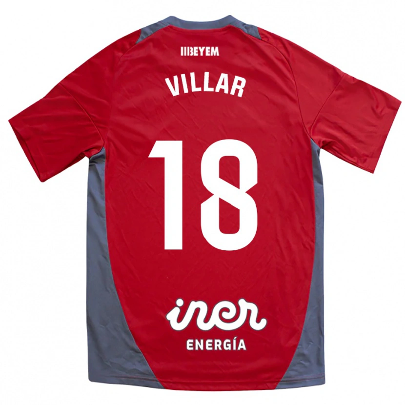 Danxen Hombre Camiseta Javi Villar #18 Rojo Gris 2ª Equipación 2025/26 La Camisa México
