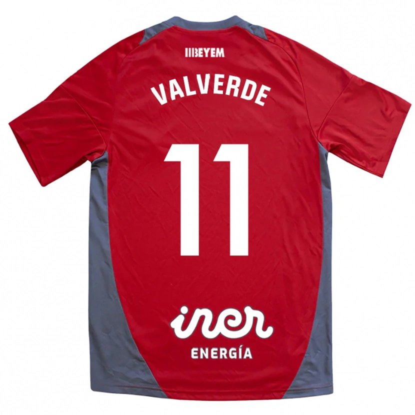 Danxen Hombre Camiseta Victor Valverde #11 Rojo Gris 2ª Equipación 2025/26 La Camisa México