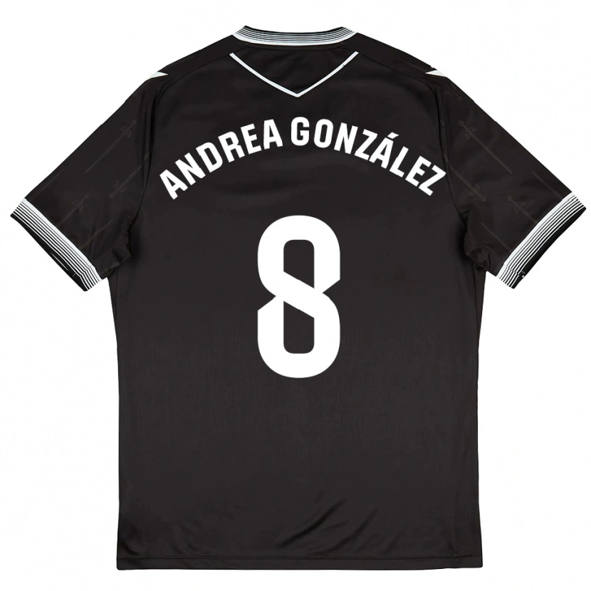 Danxen Hombre Camiseta Andrea González #8 Negro Blanco 2ª Equipación 2025/26 La Camisa México