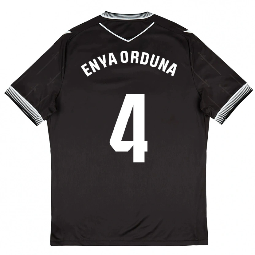 Danxen Hombre Camiseta Enya Orduna #4 Negro Blanco 2ª Equipación 2025/26 La Camisa México