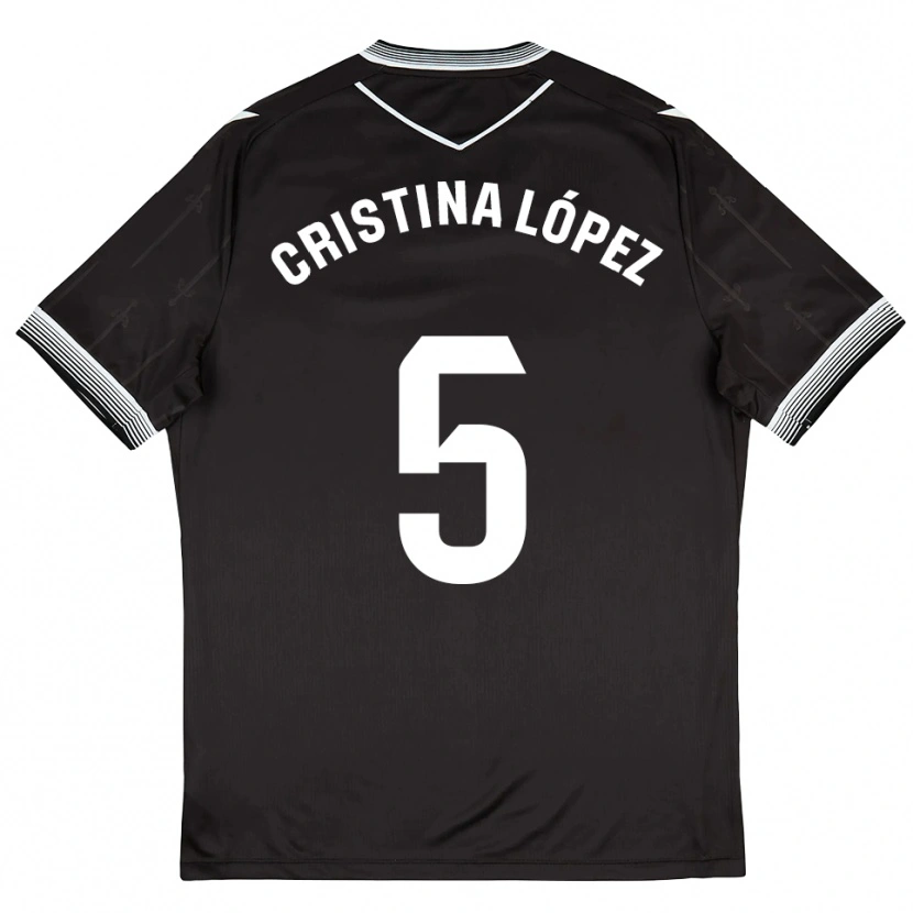 Danxen Hombre Camiseta Cristina López #5 Negro Blanco 2ª Equipación 2025/26 La Camisa México