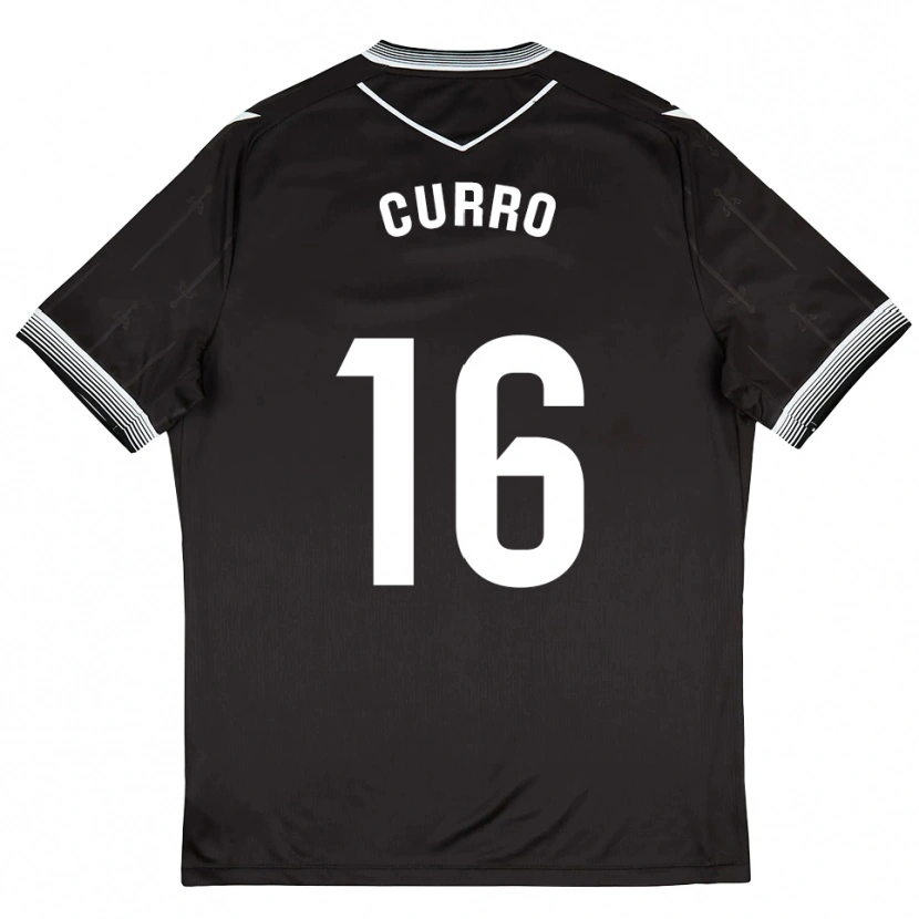 Danxen Hombre Camiseta Curro Sánchez #16 Negro Blanco 2ª Equipación 2025/26 La Camisa México