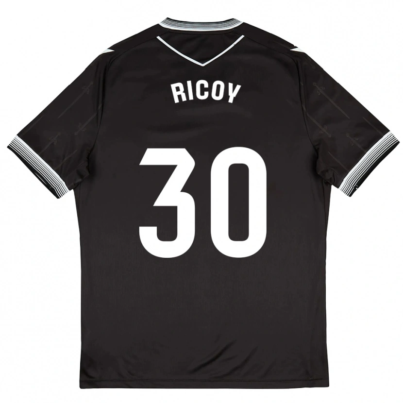 Danxen Hombre Camiseta Lucas Ricoy #30 Negro Blanco 2ª Equipación 2025/26 La Camisa México