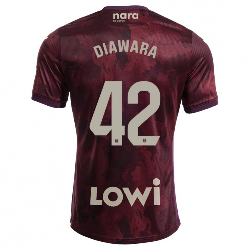 Danxen Hombre Camiseta Amadou Diawara #42 Burdeos Blanco 2ª Equipación 2025/26 La Camisa México