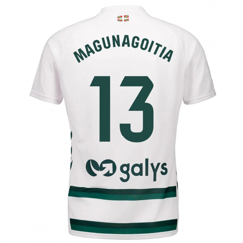 Danxen Hombre Camiseta Jonmi Magunagoitia #13 Blanco Verde 2ª Equipación 2025/26 La Camisa México
