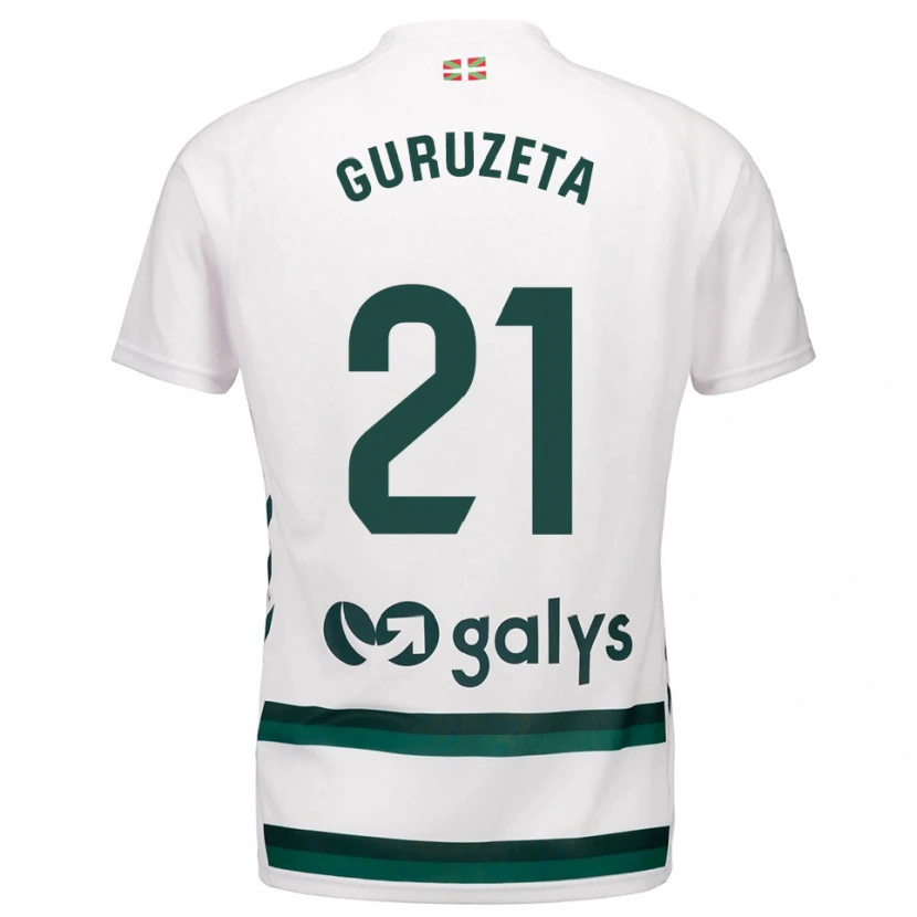 Danxen Hombre Camiseta Jon Guruzeta #21 Blanco Verde 2ª Equipación 2025/26 La Camisa México