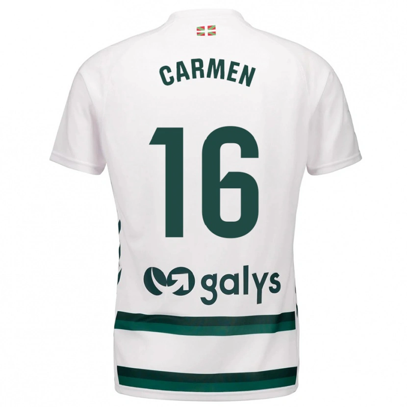 Danxen Hombre Camiseta Carmen Álvarez Sánchez #16 Blanco Verde 2ª Equipación 2025/26 La Camisa México