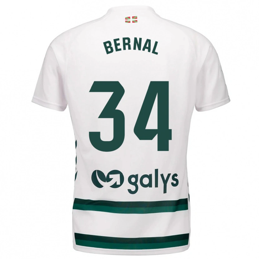 Danxen Hombre Camiseta Unax Bernal #34 Blanco Verde 2ª Equipación 2025/26 La Camisa México