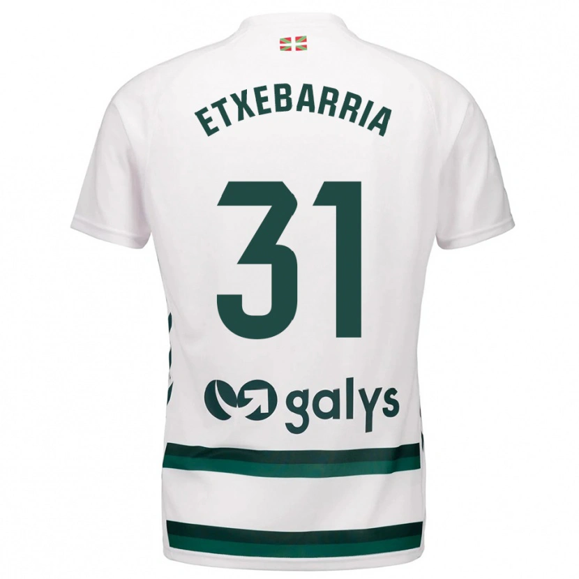 Danxen Hombre Camiseta Ekain Etxebarria #31 Blanco Verde 2ª Equipación 2025/26 La Camisa México