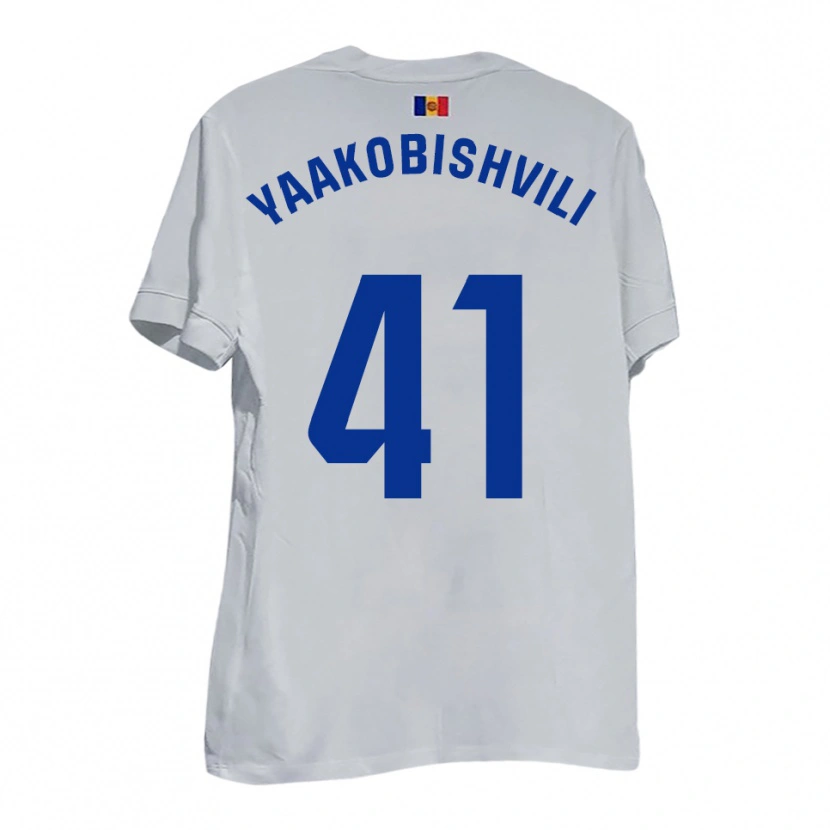 Danxen Hombre Camiseta Áron Yaakobishvili #41 Blanco Amarillo Azul 2ª Equipación 2025/26 La Camisa México