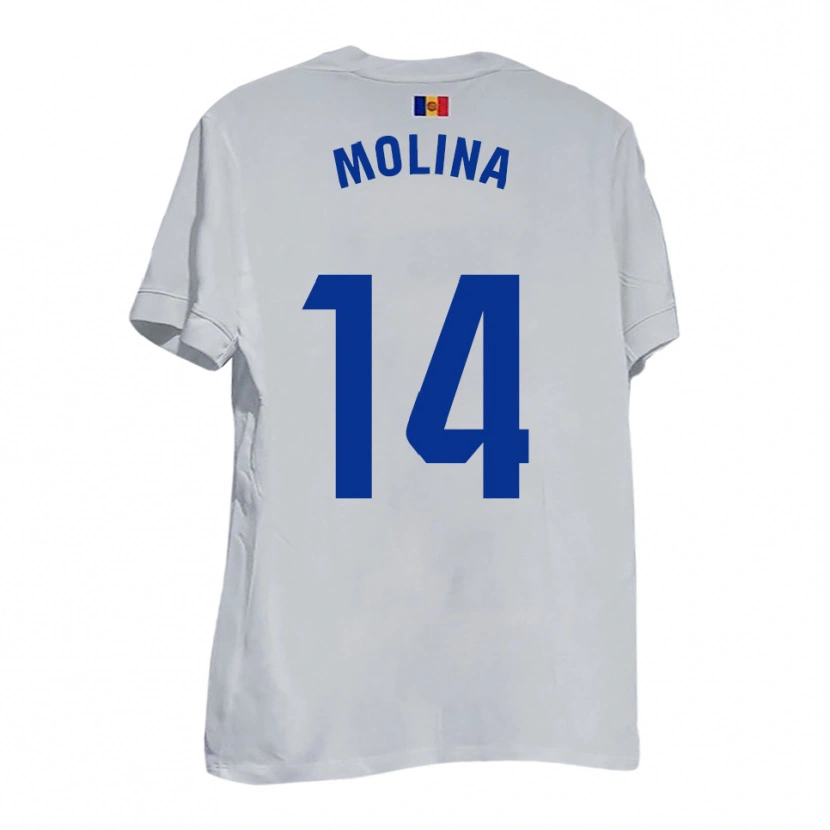 Danxen Hombre Camiseta Sergio Molina #14 Blanco Amarillo Azul 2ª Equipación 2025/26 La Camisa México
