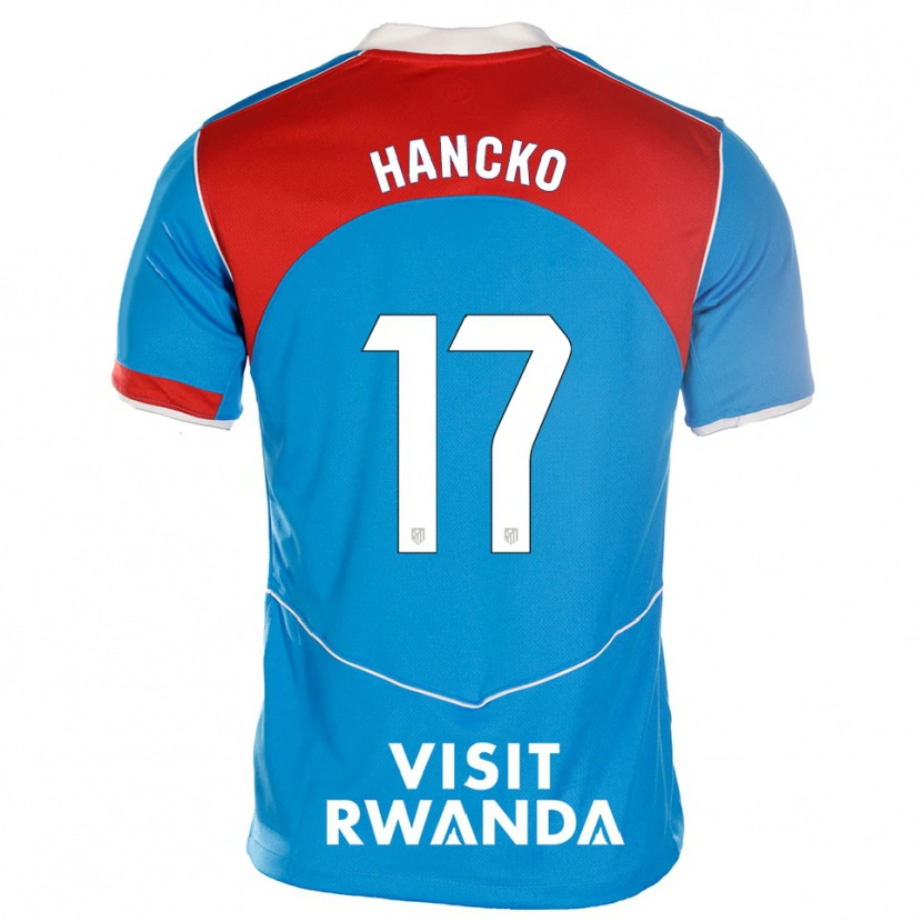 Danxen Hombre Camiseta Dávid Hancko #17 Azul Blanco Equipación Tercera 2025/26 La Camisa México