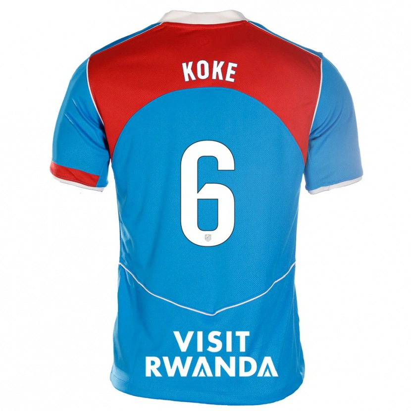 Danxen Hombre Camiseta Koke #6 Azul Blanco Equipación Tercera 2025/26 La Camisa México