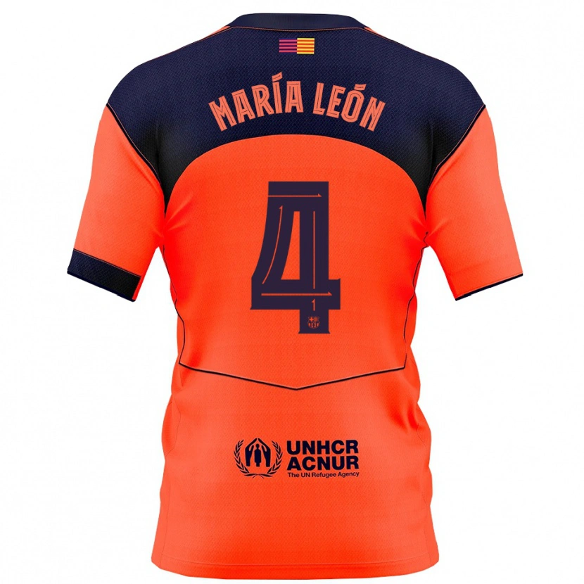 Danxen Hombre Camiseta María Pilar León #4 Naranja Marino Equipación Tercera 2025/26 La Camisa México