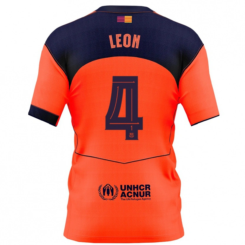 Danxen Hombre Camiseta Maria Pilar Leon #4 Naranja Marino Equipación Tercera 2025/26 La Camisa México