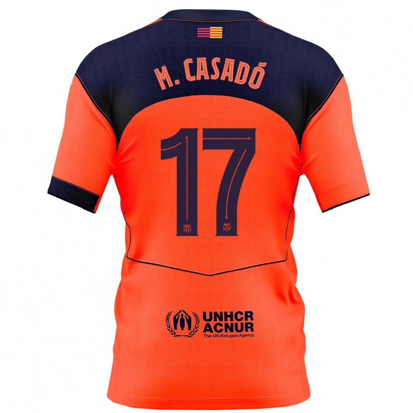 Danxen Hombre Camiseta Marc Casadó #17 Naranja Marino Equipación Tercera 2025/26 La Camisa México