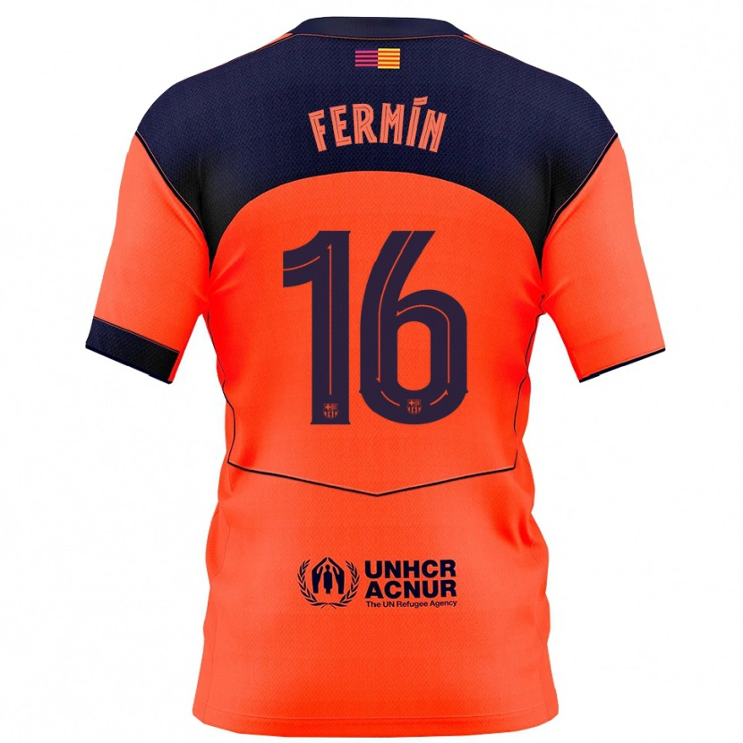 Danxen Hombre Camiseta Fermín López #16 Naranja Marino Equipación Tercera 2025/26 La Camisa México