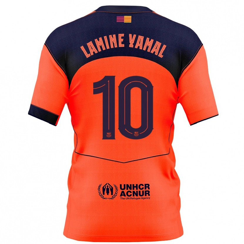 Danxen Hombre Camiseta Lamine Yamal #10 Naranja Marino Equipación Tercera 2025/26 La Camisa México