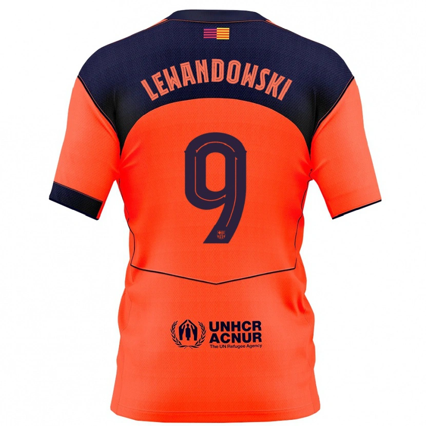 Danxen Hombre Camiseta Robert Lewandowski #9 Naranja Marino Equipación Tercera 2025/26 La Camisa México