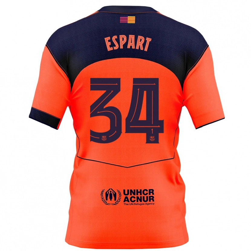 Danxen Hombre Camiseta Xavi Espart #34 Naranja Marino Equipación Tercera 2025/26 La Camisa México