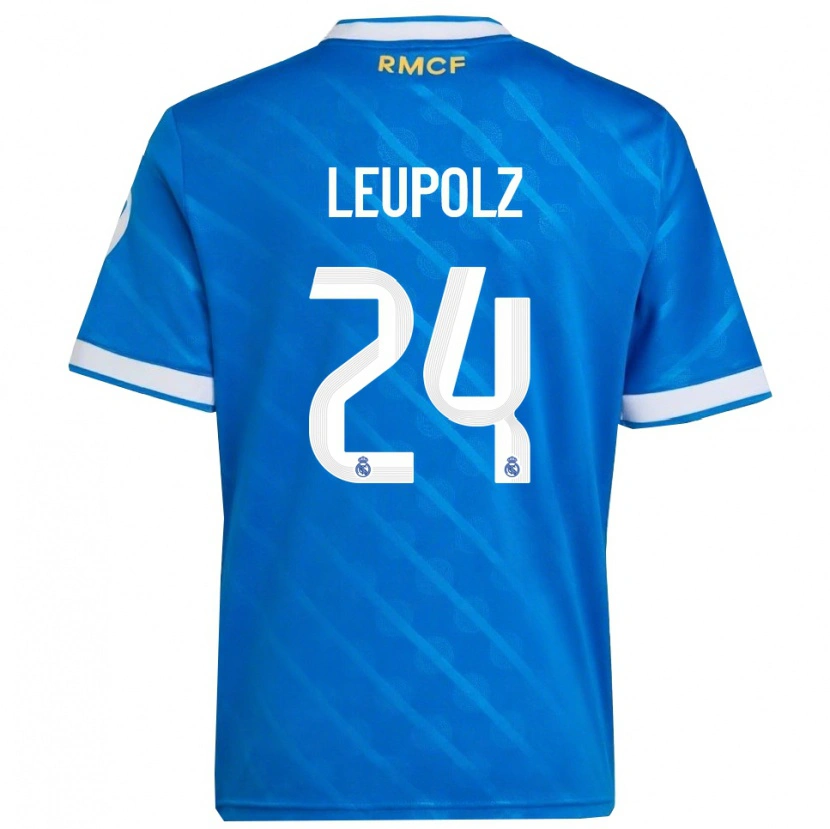 Danxen Hombre Camiseta Melanie Leupolz #24 Azul Blanco Equipación Tercera 2025/26 La Camisa México
