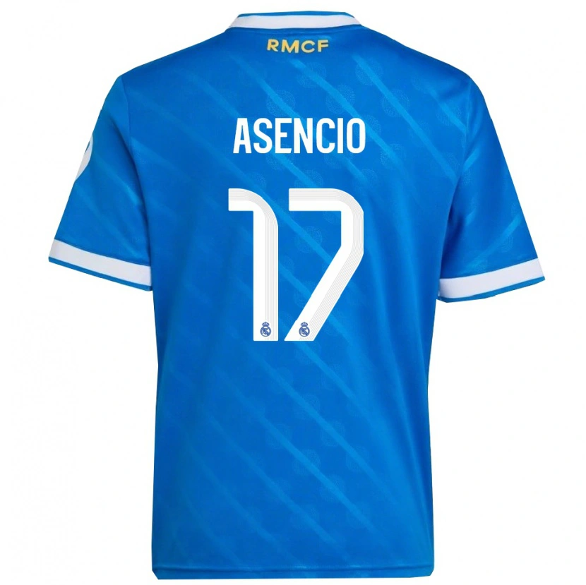 Danxen Hombre Camiseta Raúl Asencio #17 Azul Blanco Equipación Tercera 2025/26 La Camisa México