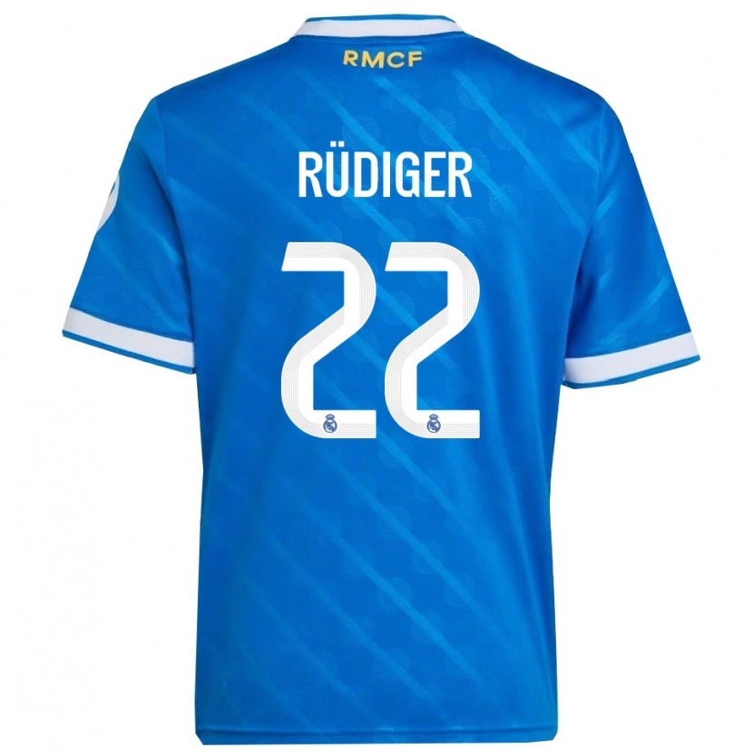 Danxen Hombre Camiseta Antonio Rüdiger #22 Azul Blanco Equipación Tercera 2025/26 La Camisa México