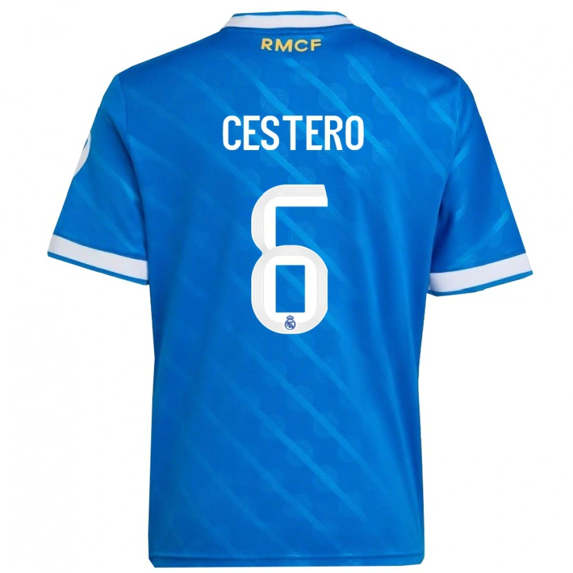 Danxen Hombre Camiseta Jorge Cestero #6 Azul Blanco Equipación Tercera 2025/26 La Camisa México