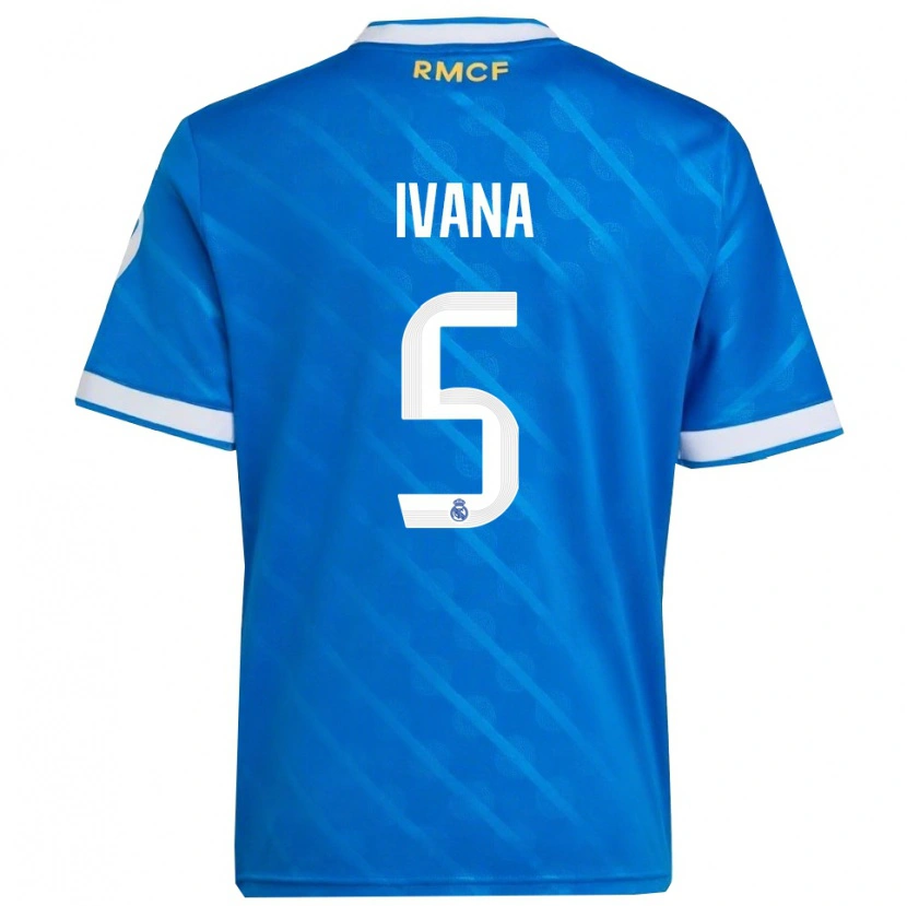 Danxen Hombre Camiseta Ivana Andres #5 Azul Blanco Equipación Tercera 2025/26 La Camisa México