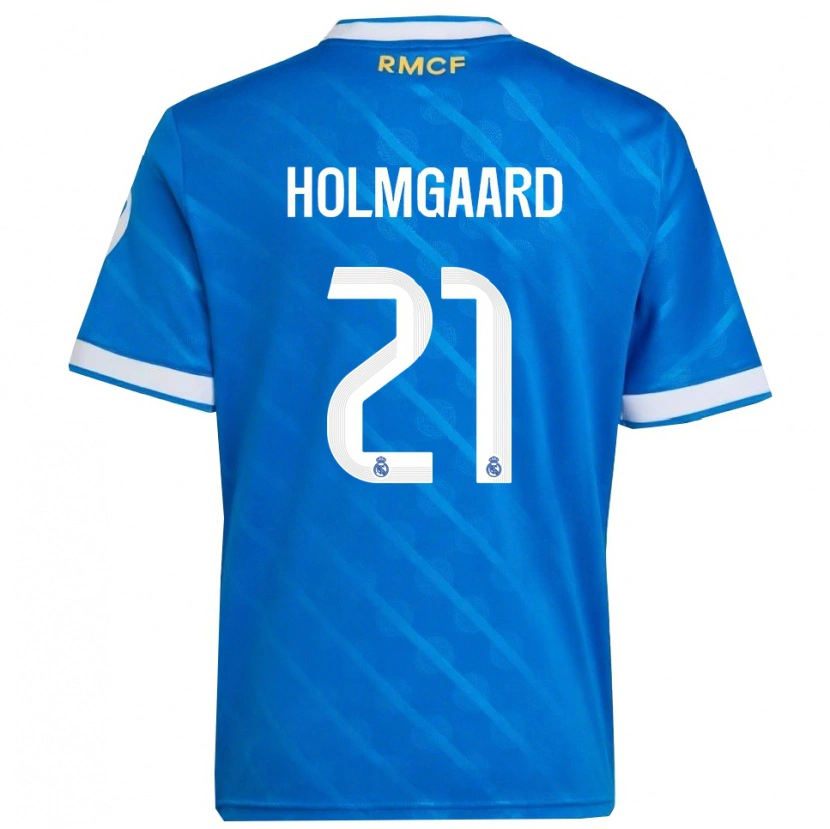 Danxen Hombre Camiseta Sara Rosted Holmgaard #21 Azul Blanco Equipación Tercera 2025/26 La Camisa México