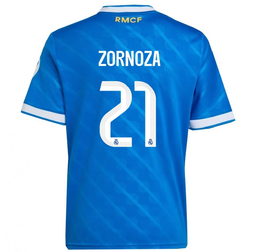 Danxen Hombre Camiseta Claudia Zornoza #21 Azul Blanco Equipación Tercera 2025/26 La Camisa México