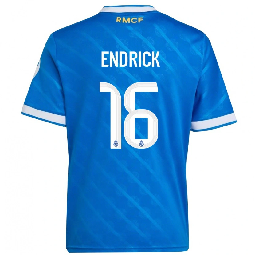 Danxen Hombre Camiseta Endrick #16 Azul Blanco Equipación Tercera 2025/26 La Camisa México