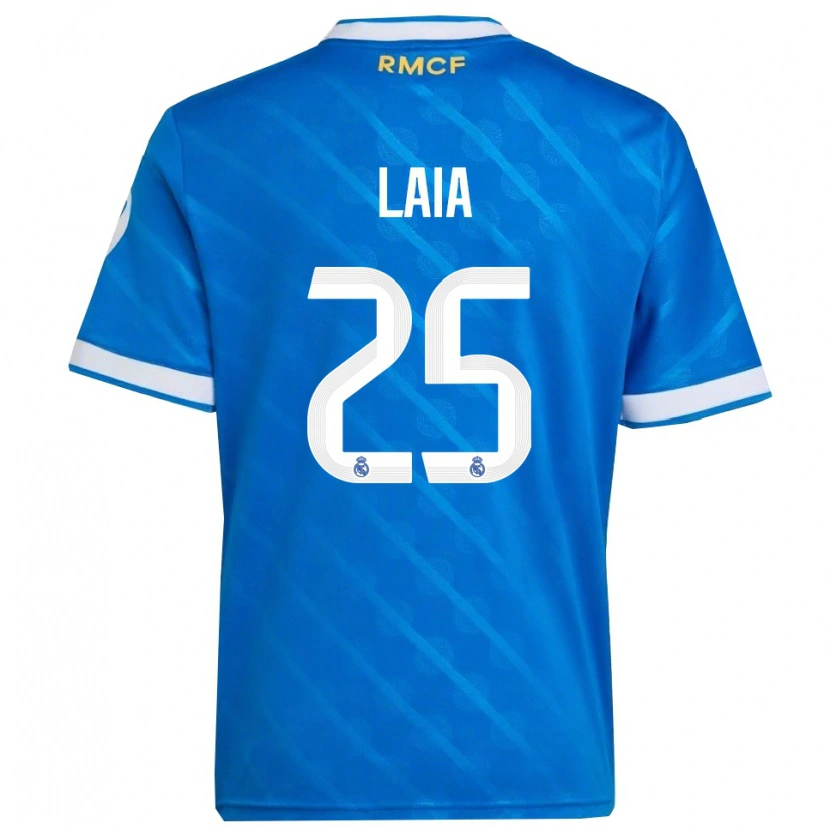 Danxen Hombre Camiseta Laia López De La Morena #25 Azul Blanco Equipación Tercera 2025/26 La Camisa México