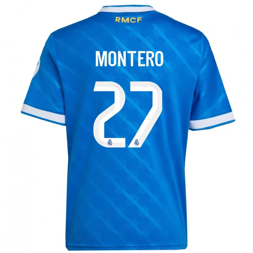 Danxen Hombre Camiseta Pablo Montero #27 Azul Blanco Equipación Tercera 2025/26 La Camisa México