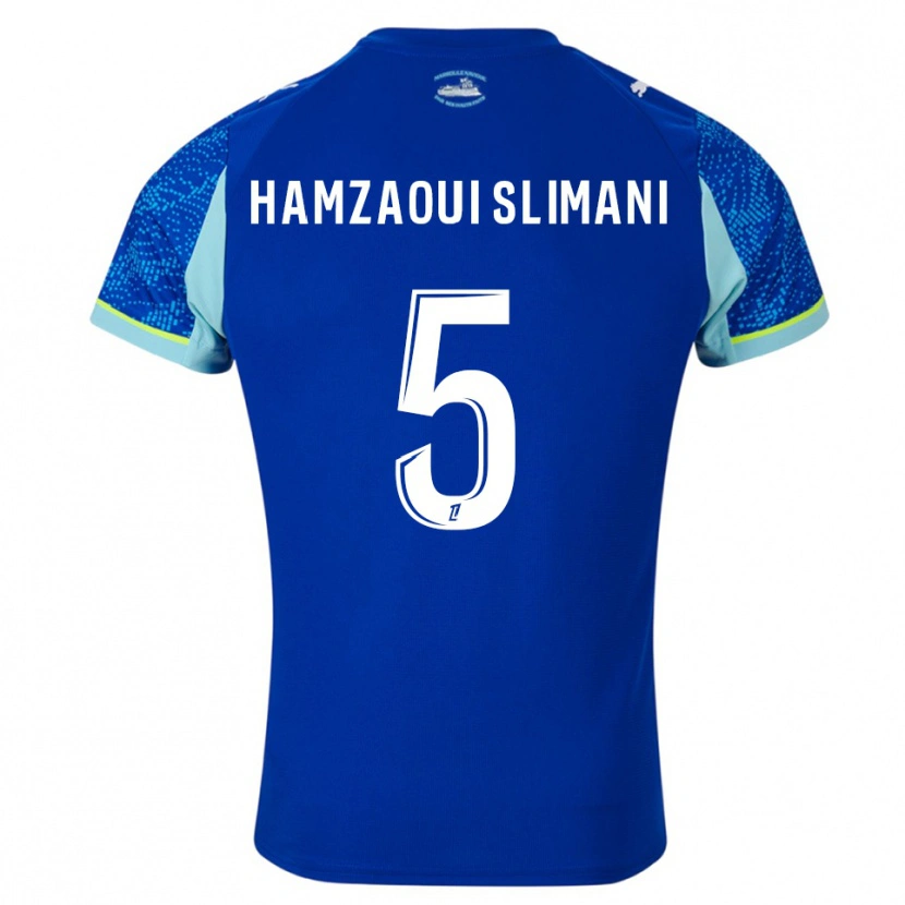 Danxen Hombre Camiseta Hilan Hamzaoui Slimani #5 Celeste Blanco Equipación Tercera 2025/26 La Camisa México