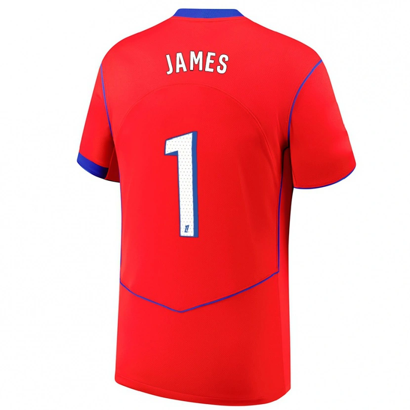 Danxen Hombre Camiseta Martin James #1 Rojo Azul Blanco Equipación Tercera 2025/26 La Camisa México