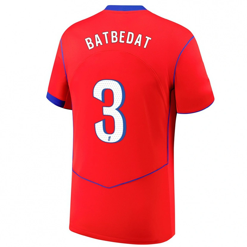 Danxen Hombre Camiseta Lucas Batbedat #3 Rojo Azul Blanco Equipación Tercera 2025/26 La Camisa México