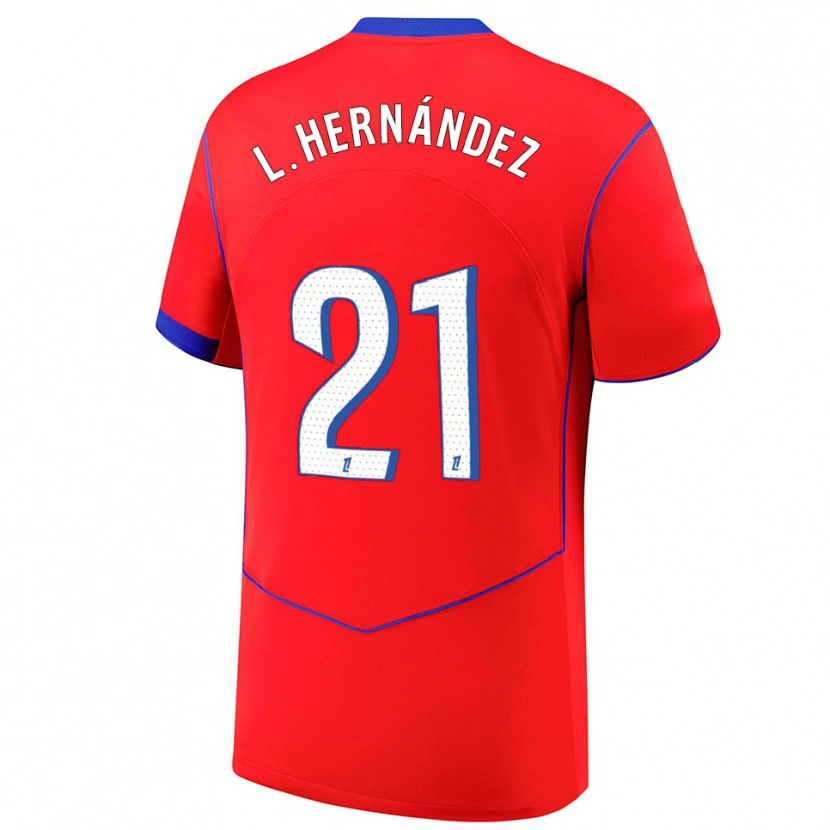Danxen Hombre Camiseta Lucas Hernández #21 Rojo Azul Blanco Equipación Tercera 2025/26 La Camisa México