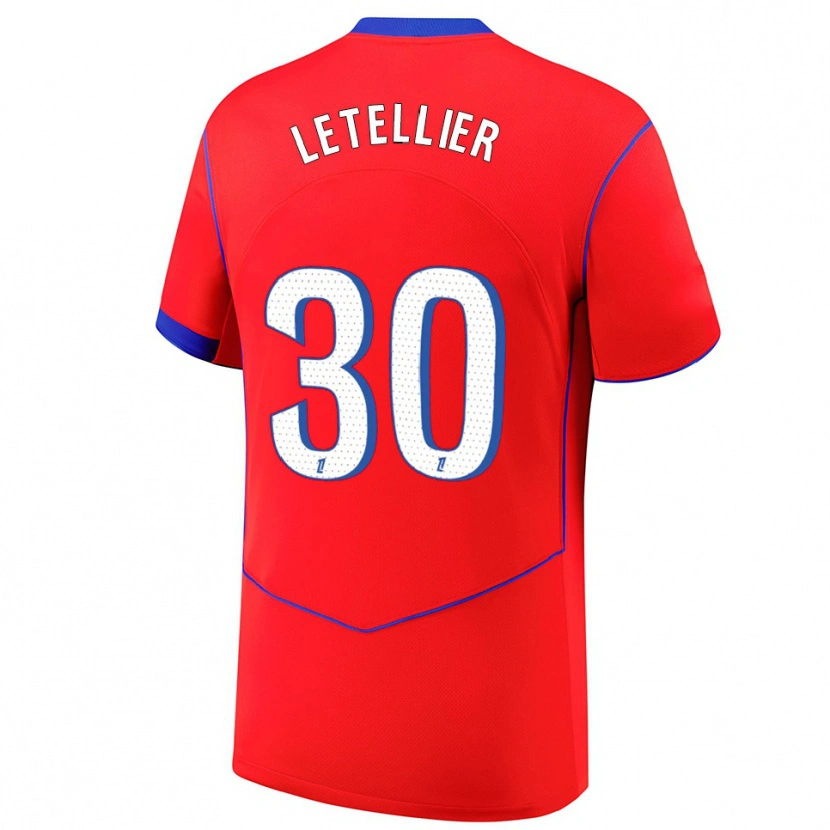 Danxen Hombre Camiseta Alexandre Letellier #30 Rojo Azul Blanco Equipación Tercera 2025/26 La Camisa México