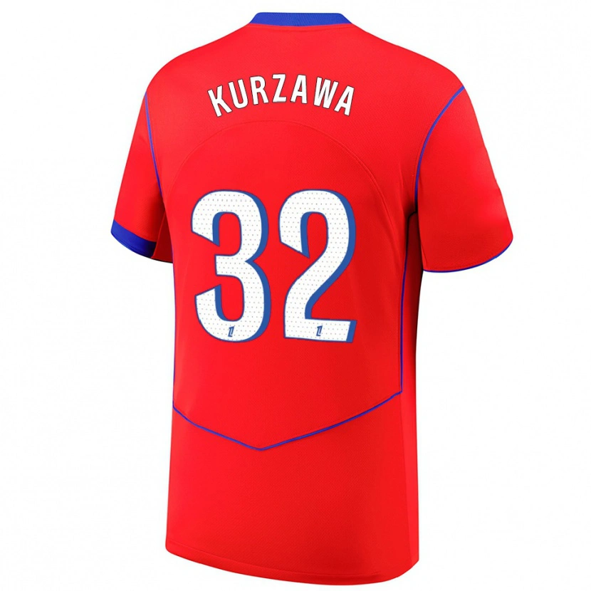 Danxen Hombre Camiseta Layvin Kurzawa #32 Rojo Azul Blanco Equipación Tercera 2025/26 La Camisa México