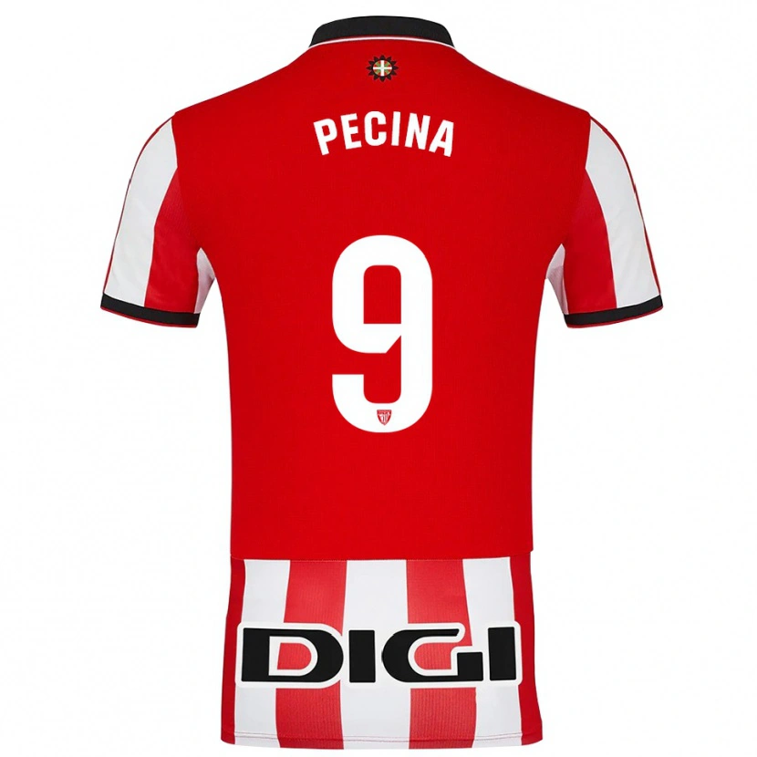 Danxen Mujer Camiseta Ander Peciña #9 Rojo Blanco 1ª Equipación 2025/26 La Camisa México