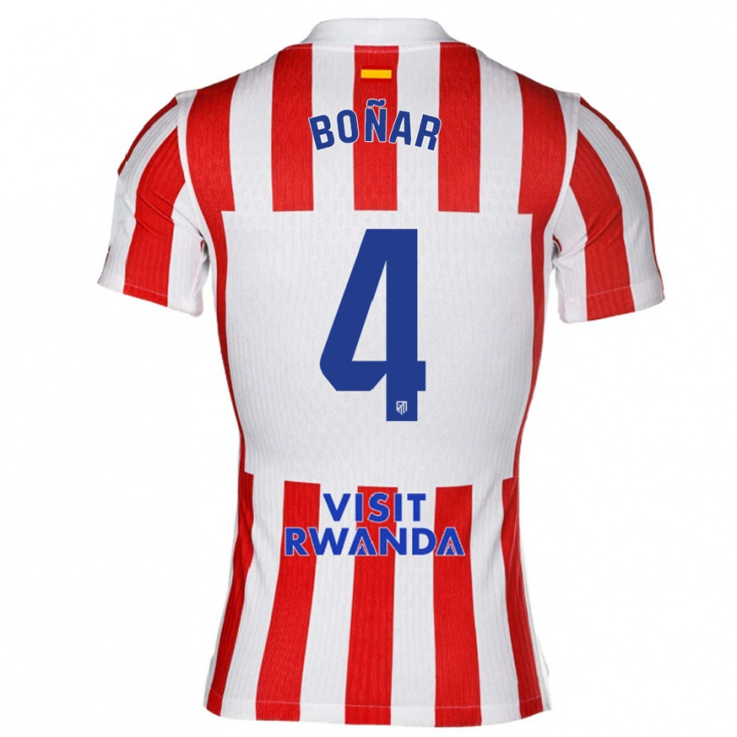 Danxen Mujer Camiseta Javier Boñar #4 Rojo Blanco 1ª Equipación 2025/26 La Camisa México