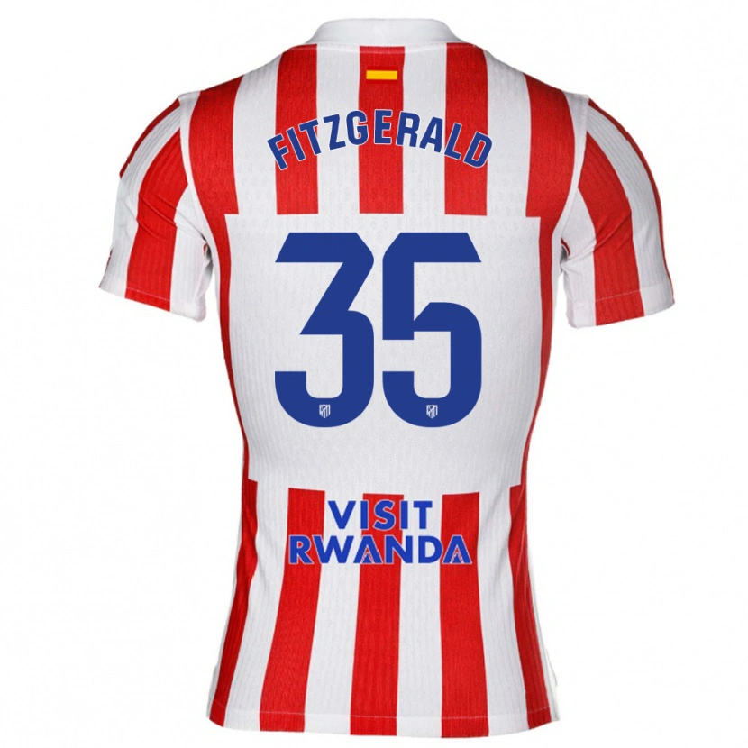 Danxen Mujer Camiseta Daniel Fitzgerald #35 Rojo Blanco 1ª Equipación 2025/26 La Camisa México