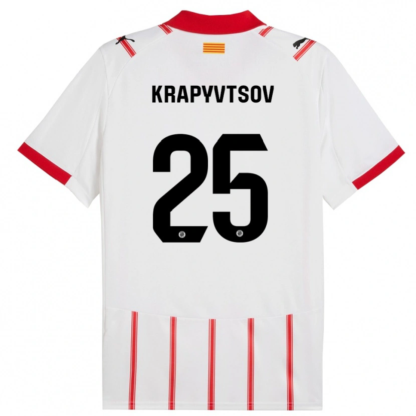 Danxen Mujer Camiseta Vladyslav Krapyvtsov #25 Blanco Rojo 1ª Equipación 2025/26 La Camisa México