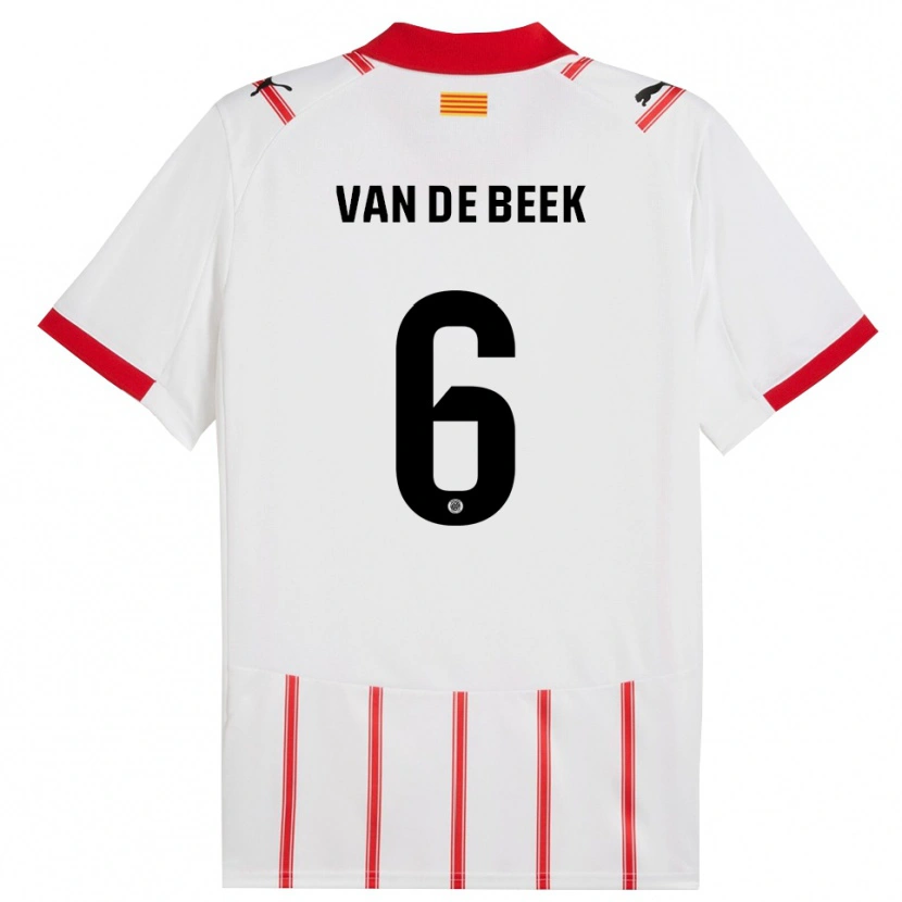 Danxen Mujer Camiseta Donny Van De Beek #6 Blanco Rojo 1ª Equipación 2025/26 La Camisa México